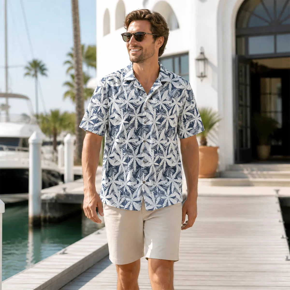 All-Over Print Men's Hawaiian Shirt With Button Closure |115GSM Cotton poplin alternate view